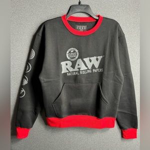 1x Shirt Raw Black Natural Papers Logo Crewneck Sweatshirt | S | Kangaroo Pocket